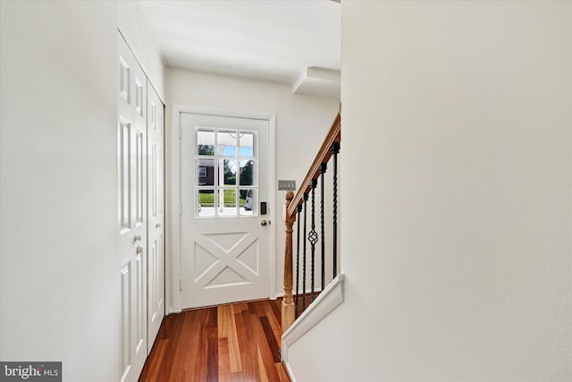 127 W Chestnut Hill Ln, Reisterstown, MD 21136 - entryway featuring dark wood-style floors and stairway