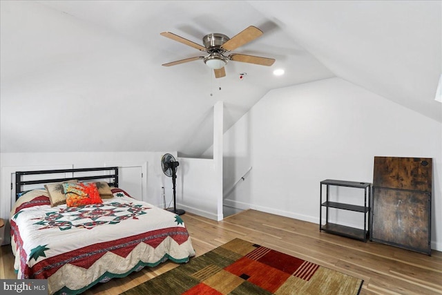 432 Mcdowell Ave, Hagerstown, MD 21740 - bedroom with vaulted ceiling, wood finished floors, and ceiling fan