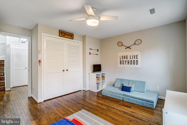 644 S Columbus St, Alexandria, VA 22314 - living room featuring hardwood / wood-style floors and ceiling fan