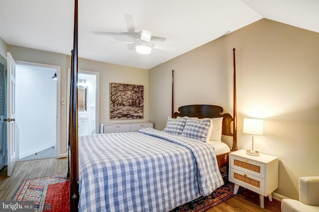 644 S Columbus St, Alexandria, VA 22314 - bedroom with wood finished floors, ceiling fan, and connected bathroom