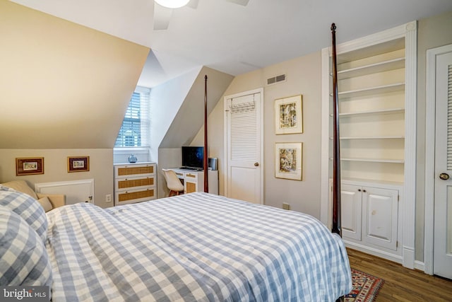 644 S Columbus St, Alexandria, VA 22314 - bedroom featuring wood finished floors, ceiling fan, and vaulted ceiling
