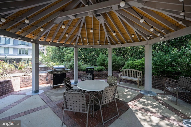 7500 Woodmont Ave Unit S609, Bethesda, MD 20814 - view of patio featuring a gazebo, outdoor dining space, and grilling area