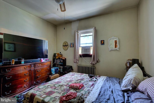 717 N Hills Ave, Glenside, PA 19038 - bedroom with radiator heating unit, cooling unit, and a ceiling fan