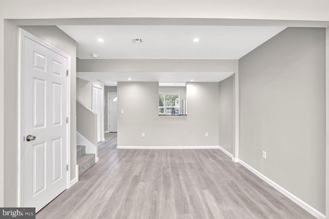 3 Villanova Ct, Sicklerville, NJ 08081 - unfurnished room featuring light wood-type flooring, stairway, and recessed lighting