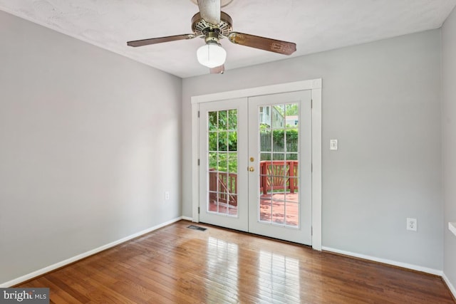 9405 Loughran Rd, Fort Washington, MD 20744 - unfurnished room featuring wood finished floors, french doors, and a ceiling fan