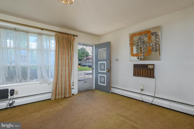 3221 Union Ave, Pennsauken, NJ 08109 - carpeted spare room featuring baseboard heating and a wall mounted air conditioner