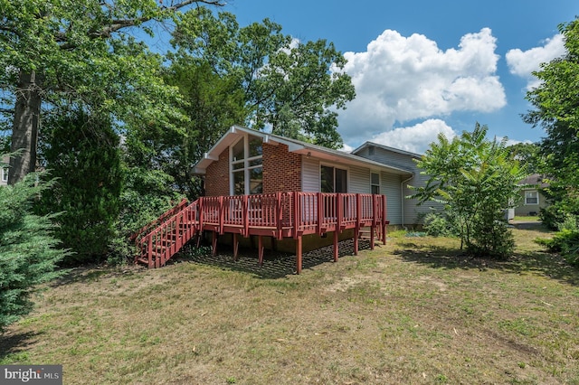 3221 Union Ave, Pennsauken, NJ 08109 - back of property with a lawn, a deck, and stairway