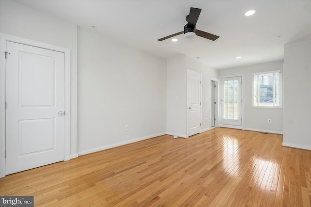 19 Yogurt Ln, Baltimore, MD 21231 - unfurnished room with light wood-style flooring, a ceiling fan, and recessed lighting