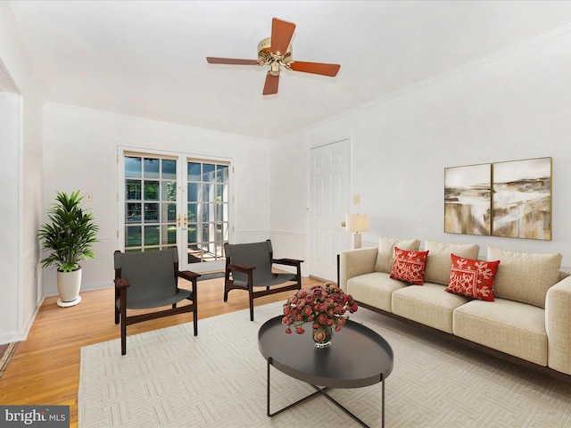 31 Cullinan Dr, Gaithersburg, MD 20878 - living room with light wood-type flooring, ceiling fan, and ornamental molding