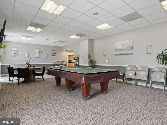 2726 Gallows Rd Unit 411, Vienna, VA 22180 - playroom featuring carpet flooring, a paneled ceiling, and billiards