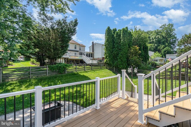 9523 Hickory Falls Way, Baltimore, MD 21236 - deck featuring stairway, a fenced backyard, and a residential view