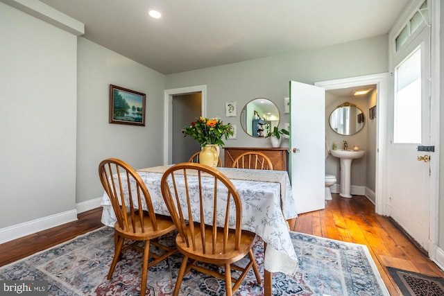 239 W Barnard St, West Chester, PA 19382 - dining area featuring hardwood / wood-style floors and recessed lighting