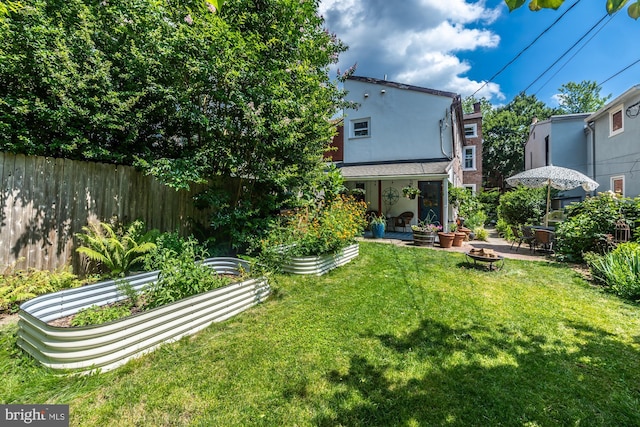 239 W Barnard St, West Chester, PA 19382 - view of yard with a garden and a fire pit