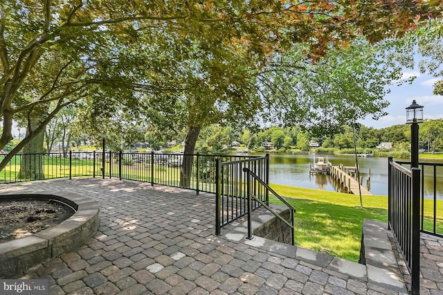 10 Sonora Dr, Pasadena, MD 21122 - view of patio / terrace featuring a water view and a boat dock