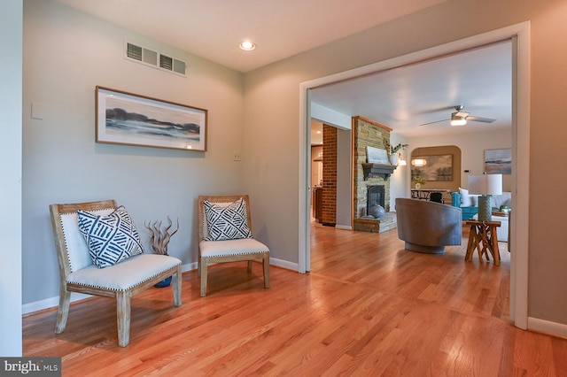 10 Sonora Dr, Pasadena, MD 21122 - sitting room featuring a ceiling fan, light wood-type flooring, and recessed lighting