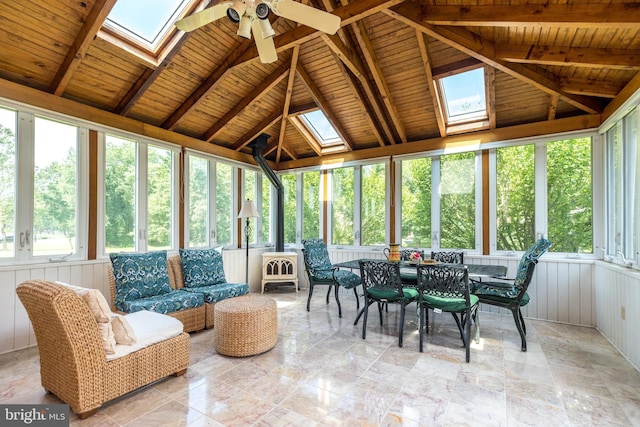 14 Winslow Way, Dresher, PA 19025 - sunroom with a skylight, ceiling fan, and healthy amount of natural light