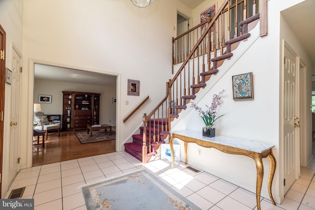 14 Winslow Way, Dresher, PA 19025 - entrance foyer with tile patterned flooring, stairs, and a towering ceiling