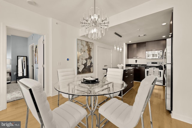 1010 Massachusetts Ave NW Unit 706, Washington, DC 20001 - dining room with light wood-style floors and a chandelier