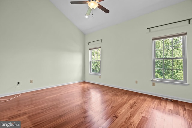 723 Dell Ct, Southampton, PA 18966 - spare room with a ceiling fan, wood finished floors, and high vaulted ceiling