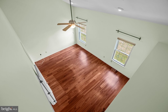 723 Dell Ct, Southampton, PA 18966 - spare room featuring wood finished floors, ceiling fan, and a towering ceiling