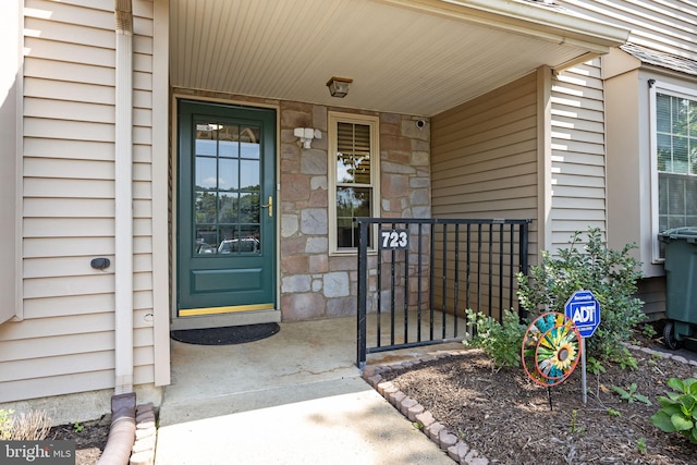 723 Dell Ct, Southampton, PA 18966 - property entrance featuring stone siding and covered porch