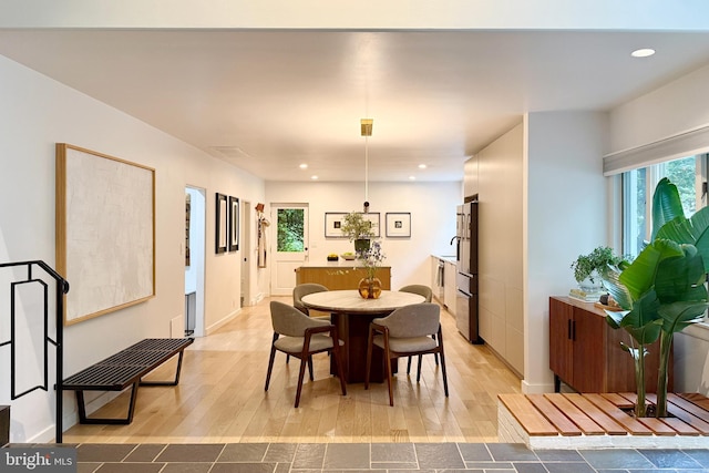 2103 Northcliff Dr, Baltimore, MD 21209 - dining area with recessed lighting and light wood-type flooring