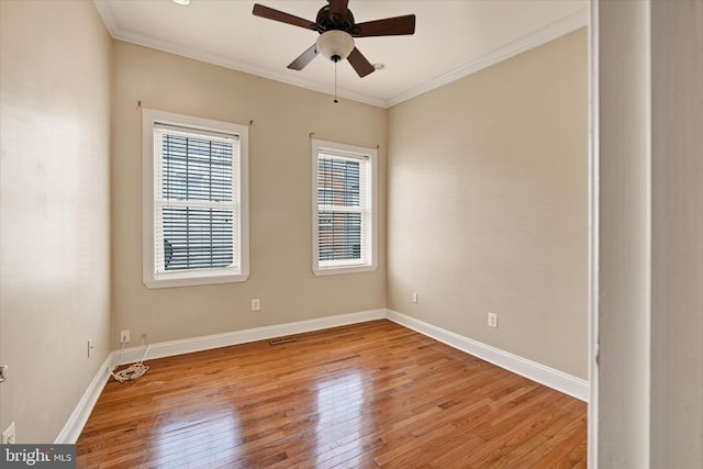 115 N Bradford St, Baltimore, MD 21224 - empty room featuring light wood-type flooring, crown molding, and a ceiling fan