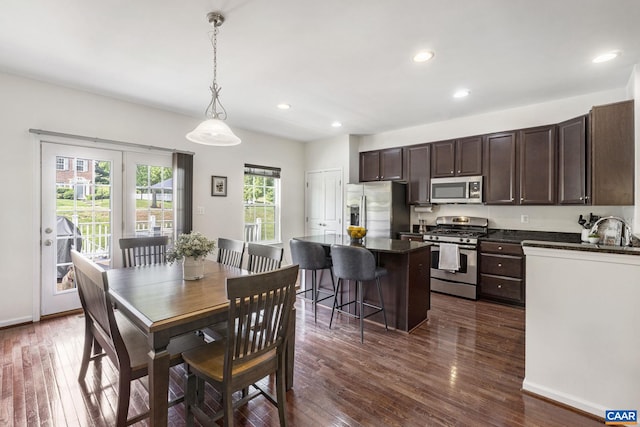 2159 Whispering Hollow Ln, Charlottesville, VA 22911 - dining area featuring dark wood-style flooring and recessed lighting