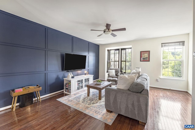 2159 Whispering Hollow Ln, Charlottesville, VA 22911 - living area featuring ceiling fan and hardwood / wood-style floors