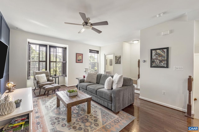 2159 Whispering Hollow Ln, Charlottesville, VA 22911 - living room with wood finished floors and ceiling fan