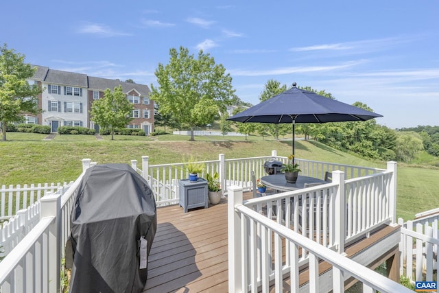2159 Whispering Hollow Ln, Charlottesville, VA 22911 - deck with a lawn, outdoor dining area, and a grill