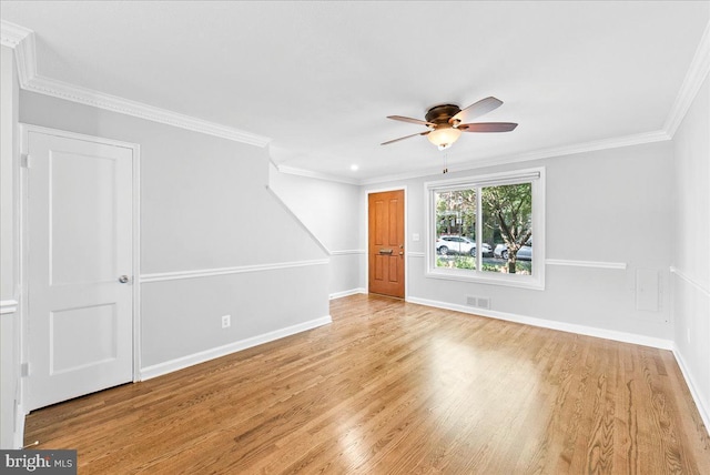 307 19th St NE, Washington, DC 20002 - empty room with wood finished floors, ceiling fan, and crown molding