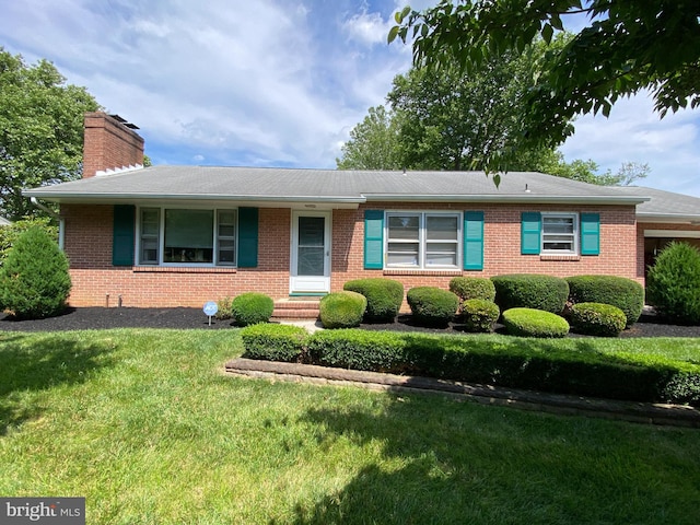 13343 Keener Rd, Hagerstown, MD 21742 - single story home featuring brick siding, a front lawn, and a chimney
