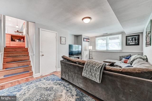 108 Strathdon Way, Lutherville Timonium, MD 21093 - living room featuring wood finished floors and stairway