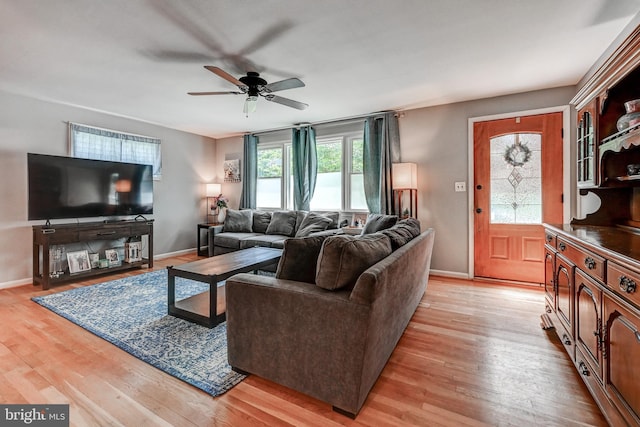 108 Strathdon Way, Lutherville Timonium, MD 21093 - living room with ceiling fan and light wood-style floors