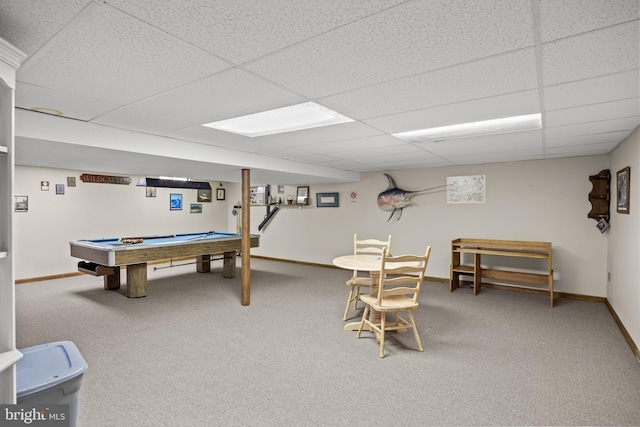 325 Tenby Chase Dr, Delran, NJ 08075 - playroom with a drop ceiling, billiards, and carpet flooring