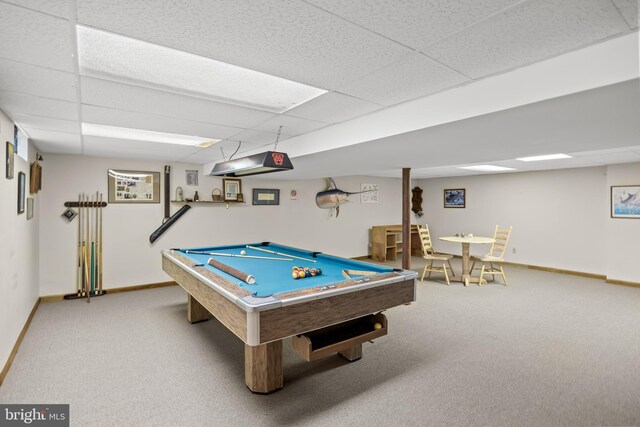 325 Tenby Chase Dr, Delran, NJ 08075 - playroom with a paneled ceiling, carpet flooring, and billiards table