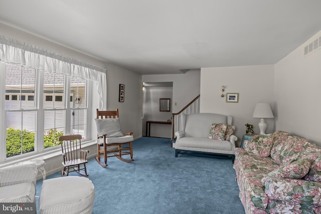 325 Tenby Chase Dr, Delran, NJ 08075 - living room with carpet flooring and stairs