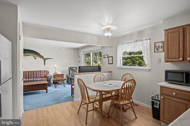 325 Tenby Chase Dr, Delran, NJ 08075 - dining space with light wood-style floors and track lighting