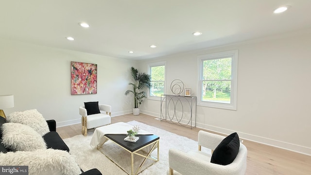 904 Man O War Ln, Great Falls, VA 22066 - living area featuring ornamental molding, recessed lighting, and light wood finished floors