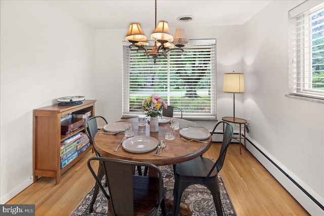 1 High Acres Dr, Ewing, NJ 08628 - dining area with a chandelier, light wood-type flooring, and baseboard heating