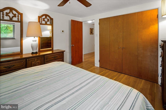 1 High Acres Dr, Ewing, NJ 08628 - bedroom with wood finished floors, a closet, and ceiling fan