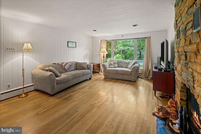 1 High Acres Dr, Ewing, NJ 08628 - living room featuring wood finished floors and a stone fireplace