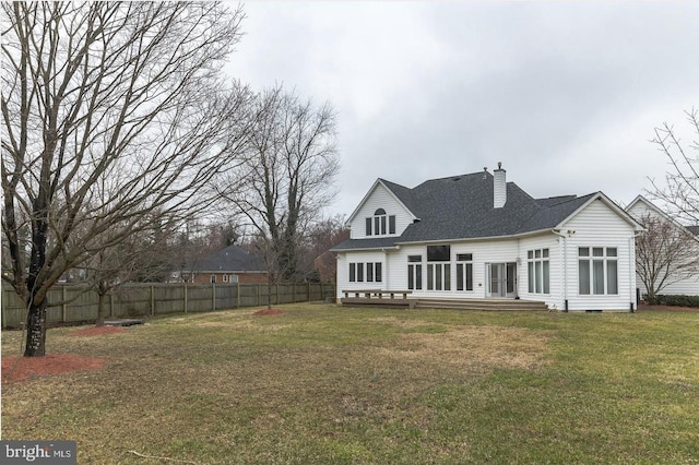 8305 Gullane Ct, Fort Washington, MD 20744 - rear view of house with a chimney, a deck, a shingled roof, and crawl space