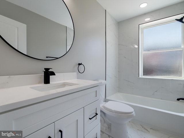 1759 Lyman Pl NE, Washington, DC 20002 - bathroom featuring vanity, marble finish floors, and recessed lighting