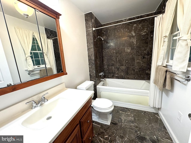 16611 Summers Ln, Brandywine, MD 20613 - bathroom with vanity, shower / bath combo, and marble finish flooring