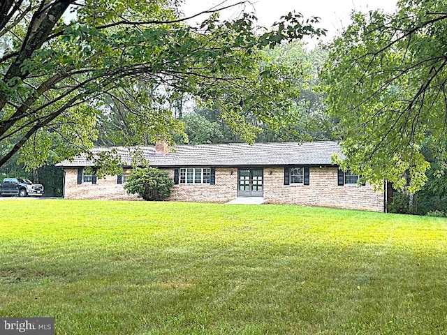 16611 Summers Ln, Brandywine, MD 20613 - ranch-style house with a front yard, a chimney, and french doors