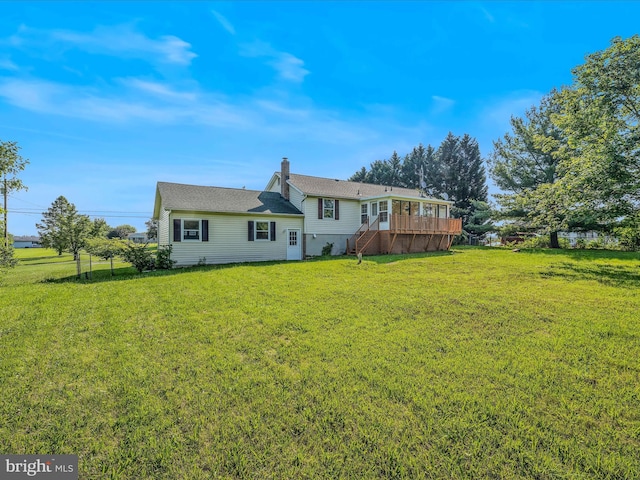 116 Spur Rd, Martinsburg, WV 25404 - rear view of house featuring stairway, a lawn, and a wooden deck