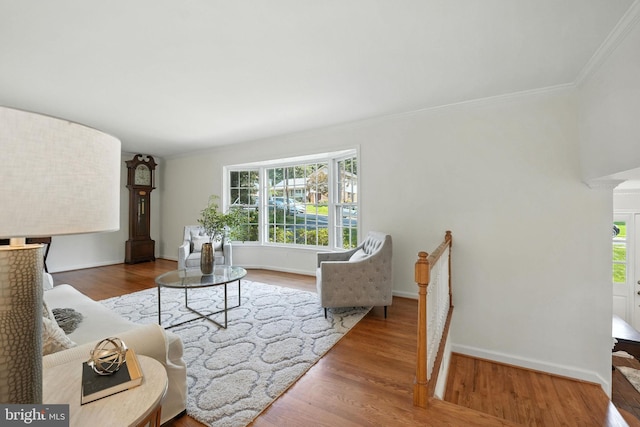 8201 Briar Creek Dr, Annandale, VA 22003 - living room with ornamental molding and wood finished floors