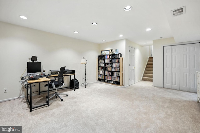 8201 Briar Creek Dr, Annandale, VA 22003 - carpeted home office featuring recessed lighting